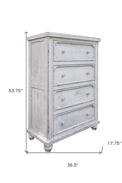Antiqued White Solid Wood Four Drawer Dresser image 5
