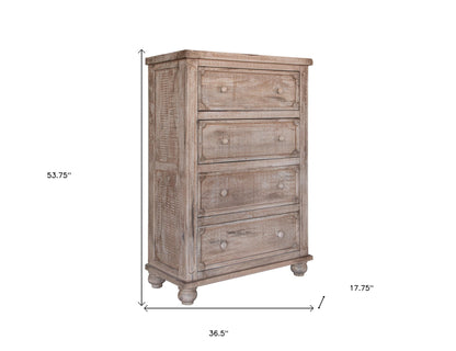 Natural Solid Wood Four Drawer Dresser image 5