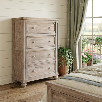 Natural Solid Wood Four Drawer Dresser image 1