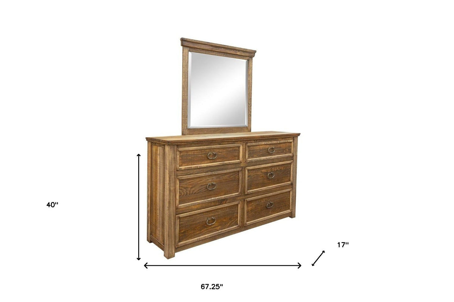 Brown 3-Drawer Double Dresser