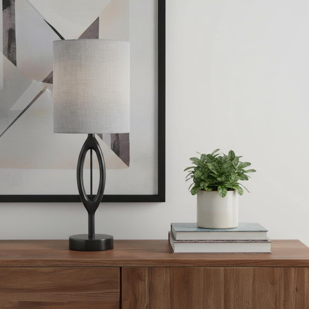 Black Solid Wood Table Lamp w/ Shade