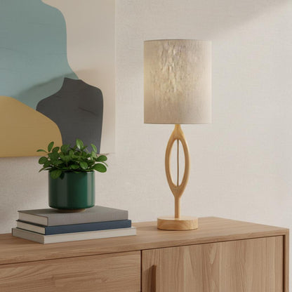 Natural Solid Wood Table Lamp w/ Shade