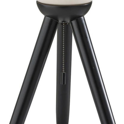 Black Solid Wood Tripod Table Lamp w/ Shade