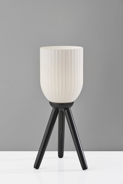 Black Solid Wood Tripod Table Lamp w/ Shade