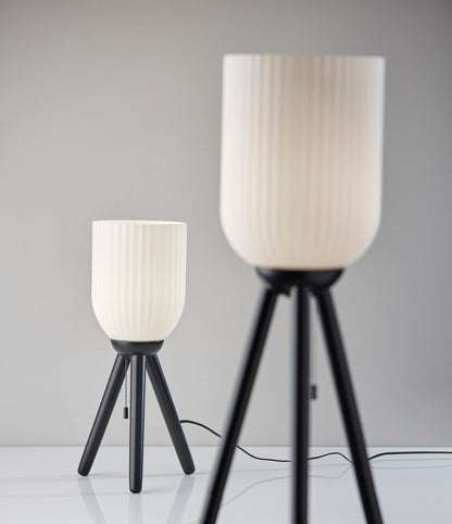 Black Solid Wood Tripod Table Lamp w/ Shade