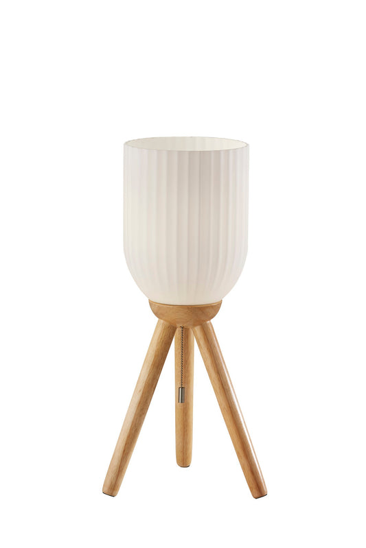 Natural Solid Wood Tripod Table Lamp w/ Shade