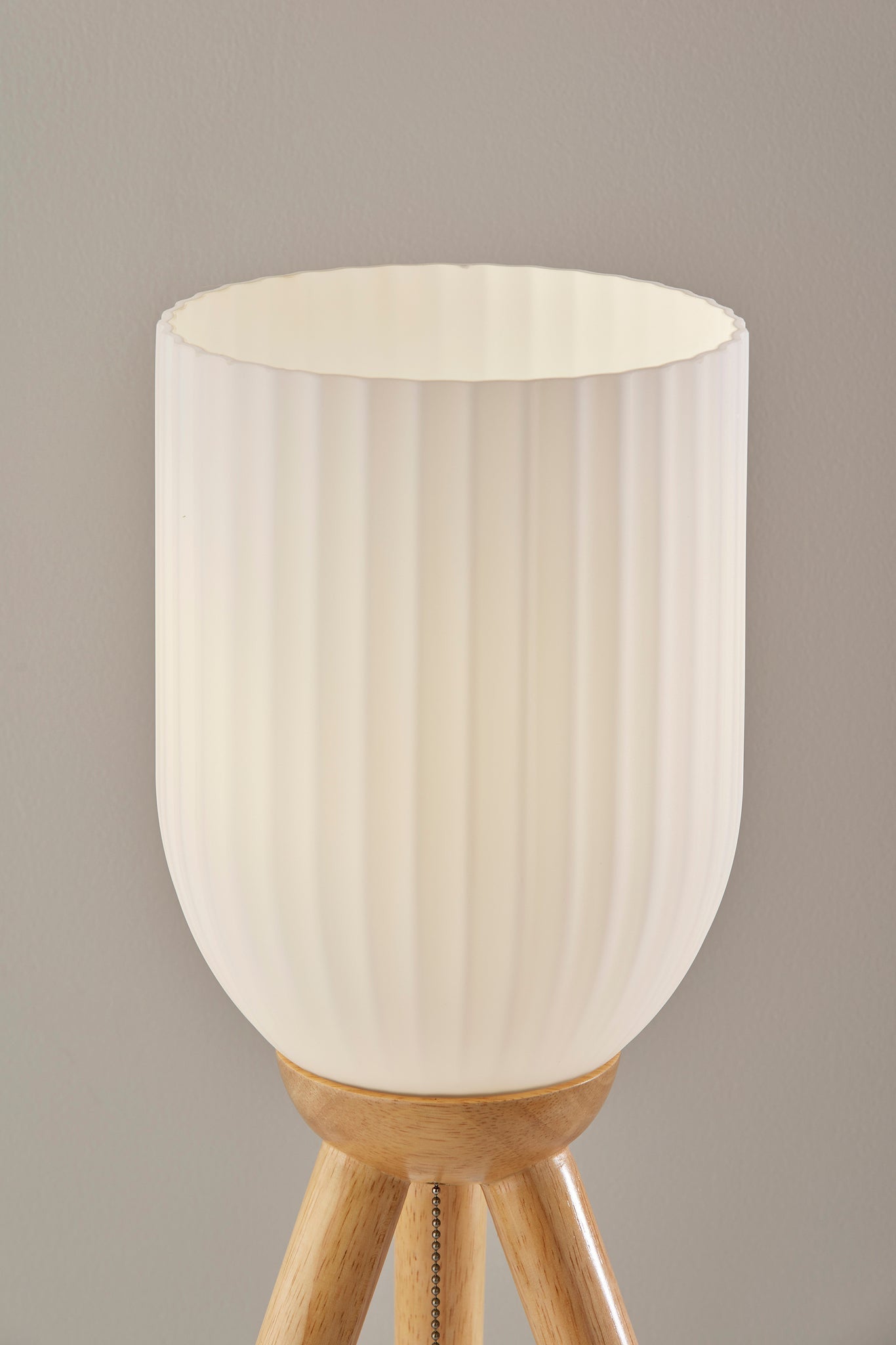 Natural Solid Wood Tripod Table Lamp w/ Shade