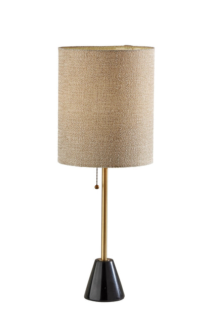 Black & Gold Marble & Table Lamp w/ Shade
