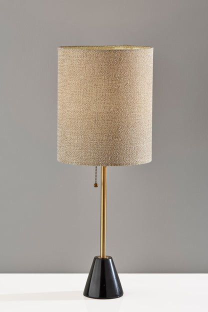 Black & Gold Marble & Table Lamp w/ Shade