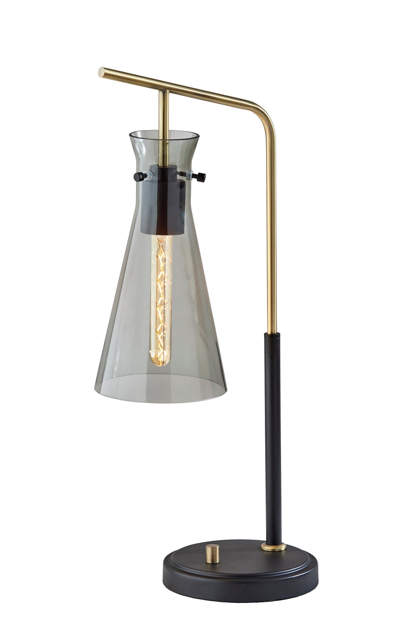 Black & Gold Desk Lamp w/ Light Gray Shade