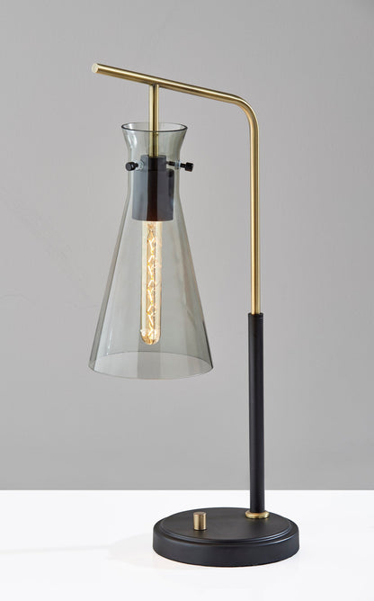 Black & Gold Desk Lamp w/ Light Gray Shade