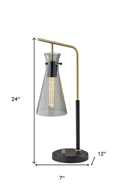 Black & Gold Desk Lamp w/ Light Gray Shade