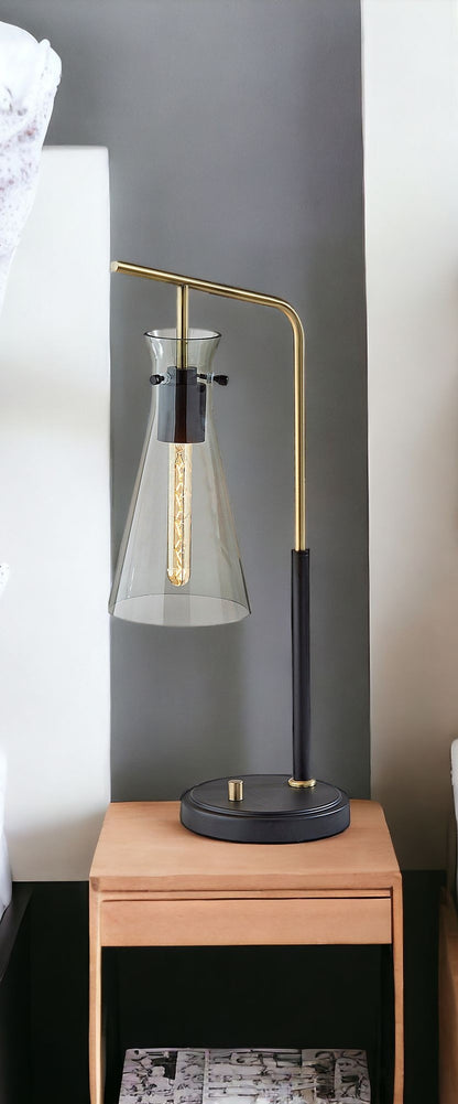Black & Gold Desk Lamp w/ Light Gray Shade