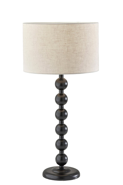 Black Solid Wood Candlestick Table Lamp w/ Off Shade