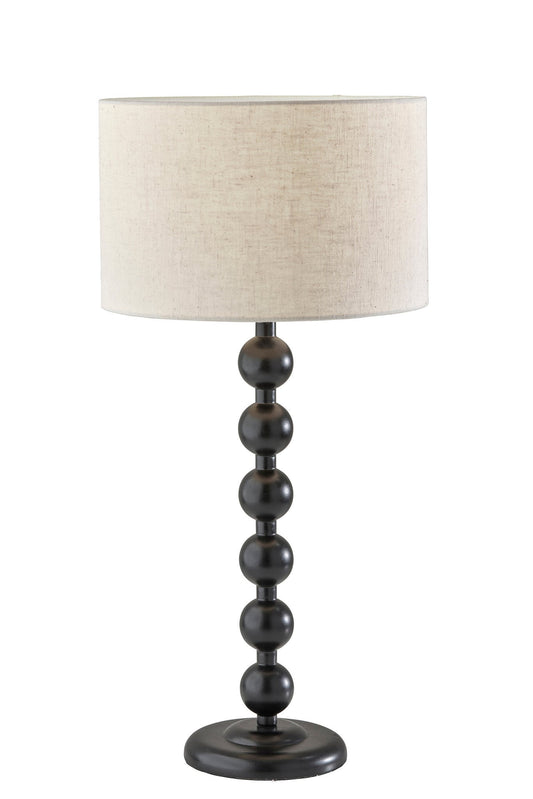 Black Solid Wood Candlestick Table Lamp w/ Off Shade