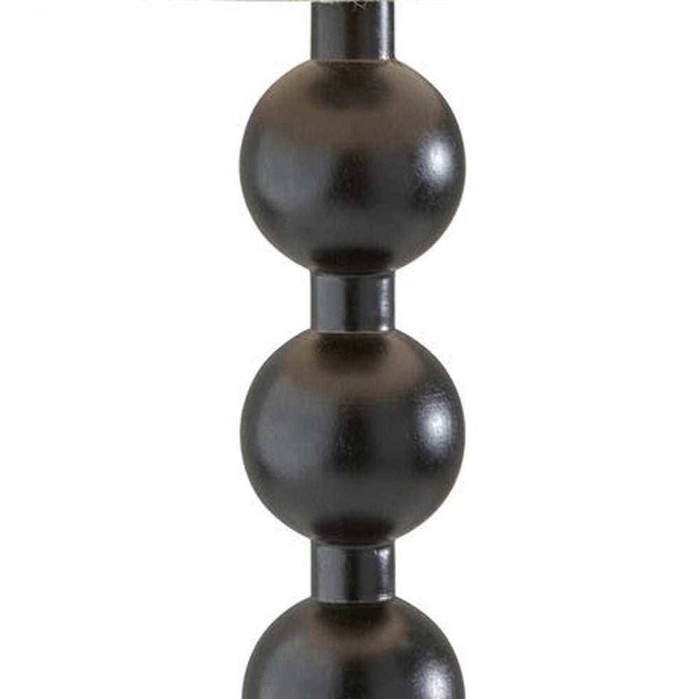Black Solid Wood Candlestick Table Lamp w/ Off Shade