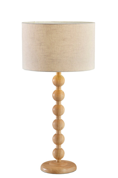 Brown Solid Wood Candlestick Table Lamp w/ Off Shade