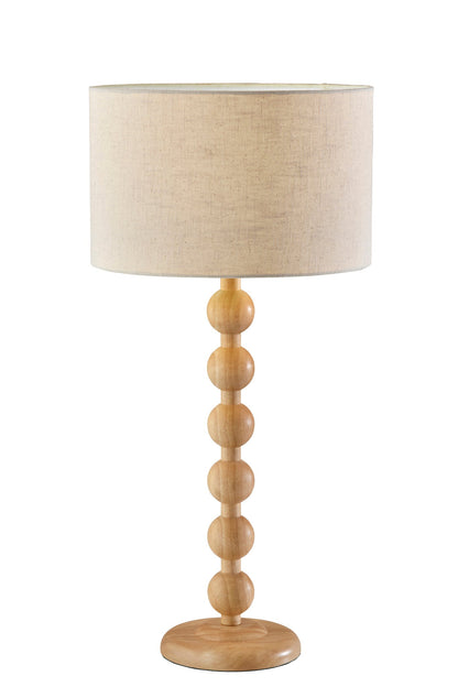 Brown Solid Wood Candlestick Table Lamp w/ Off Shade