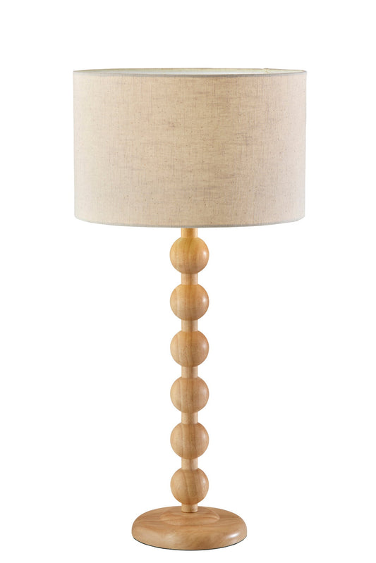 Brown Solid Wood Candlestick Table Lamp w/ Off Shade