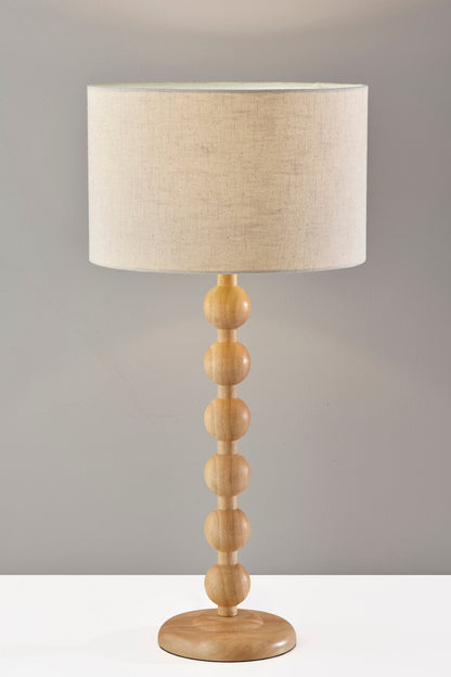 Brown Solid Wood Candlestick Table Lamp w/ Off Shade