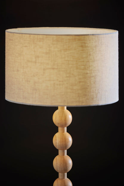 Brown Solid Wood Candlestick Table Lamp w/ Off Shade
