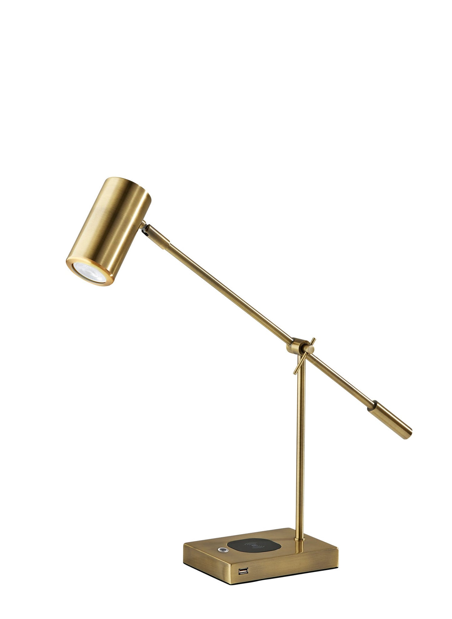 Antiqued Brass Desk Table Lamp w/ Brass Shade