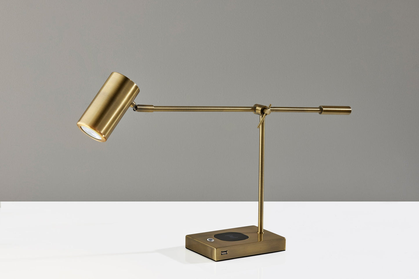 Antiqued Brass Desk Table Lamp w/ Brass Shade