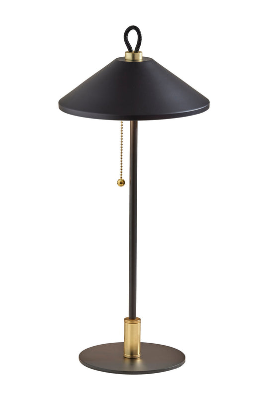 Black & Gold Candlestick Table Lamp w/ Black Shade