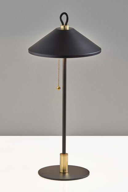 Black & Gold Candlestick Table Lamp w/ Black Shade