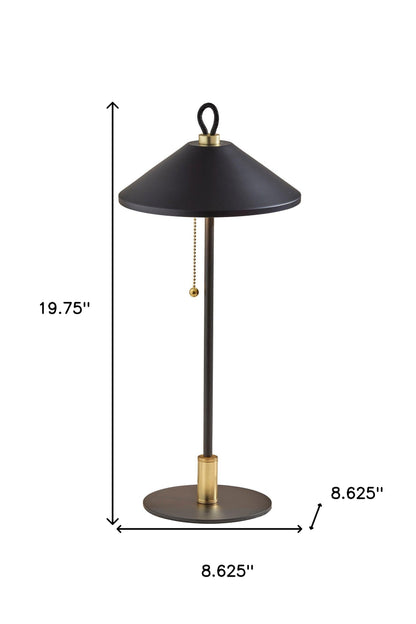 Black & Gold Candlestick Table Lamp w/ Black Shade