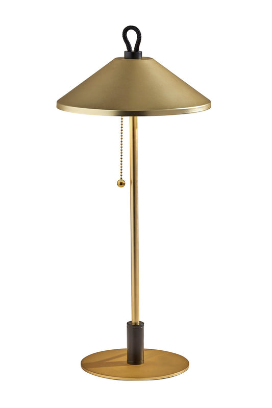 Black & Gold Candlestick Table Lamp w/ Brass Shade