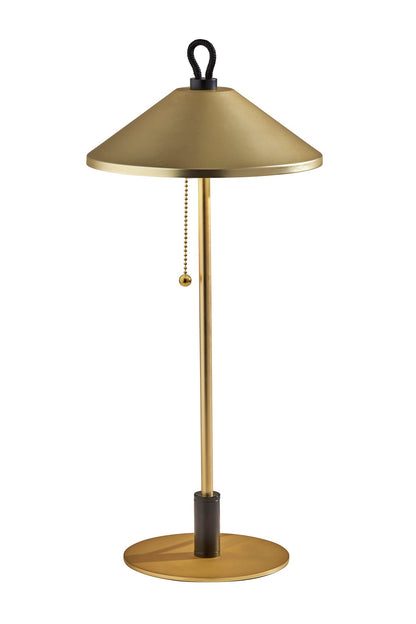 Black & Gold Candlestick Table Lamp w/ Brass Shade
