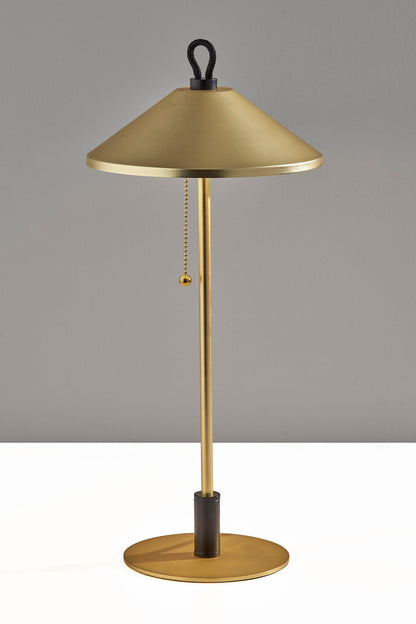 Black & Gold Candlestick Table Lamp w/ Brass Shade