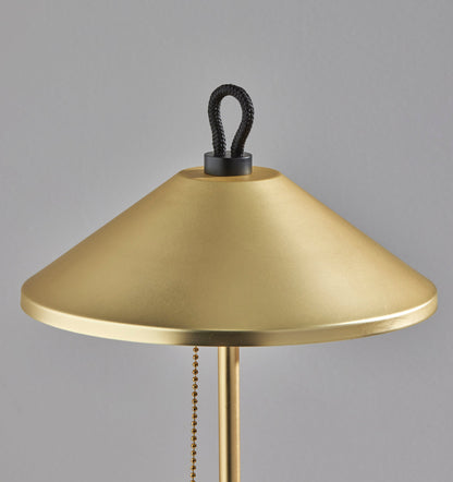 Black & Gold Candlestick Table Lamp w/ Brass Shade