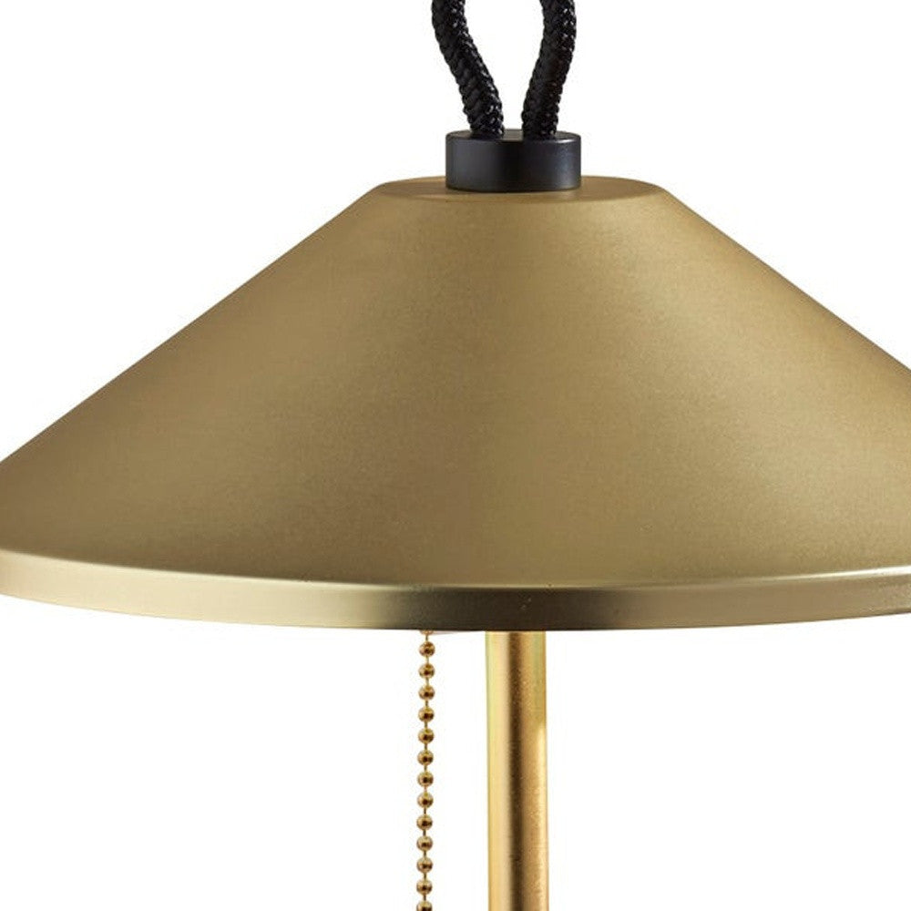 Black & Gold Candlestick Table Lamp w/ Brass Shade
