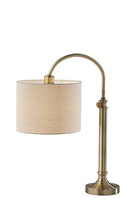 Antiqued Brass Adjustable Lamp w/ Shade