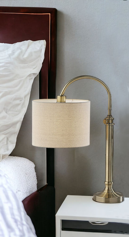 Antiqued Brass Adjustable Lamp w/ Shade