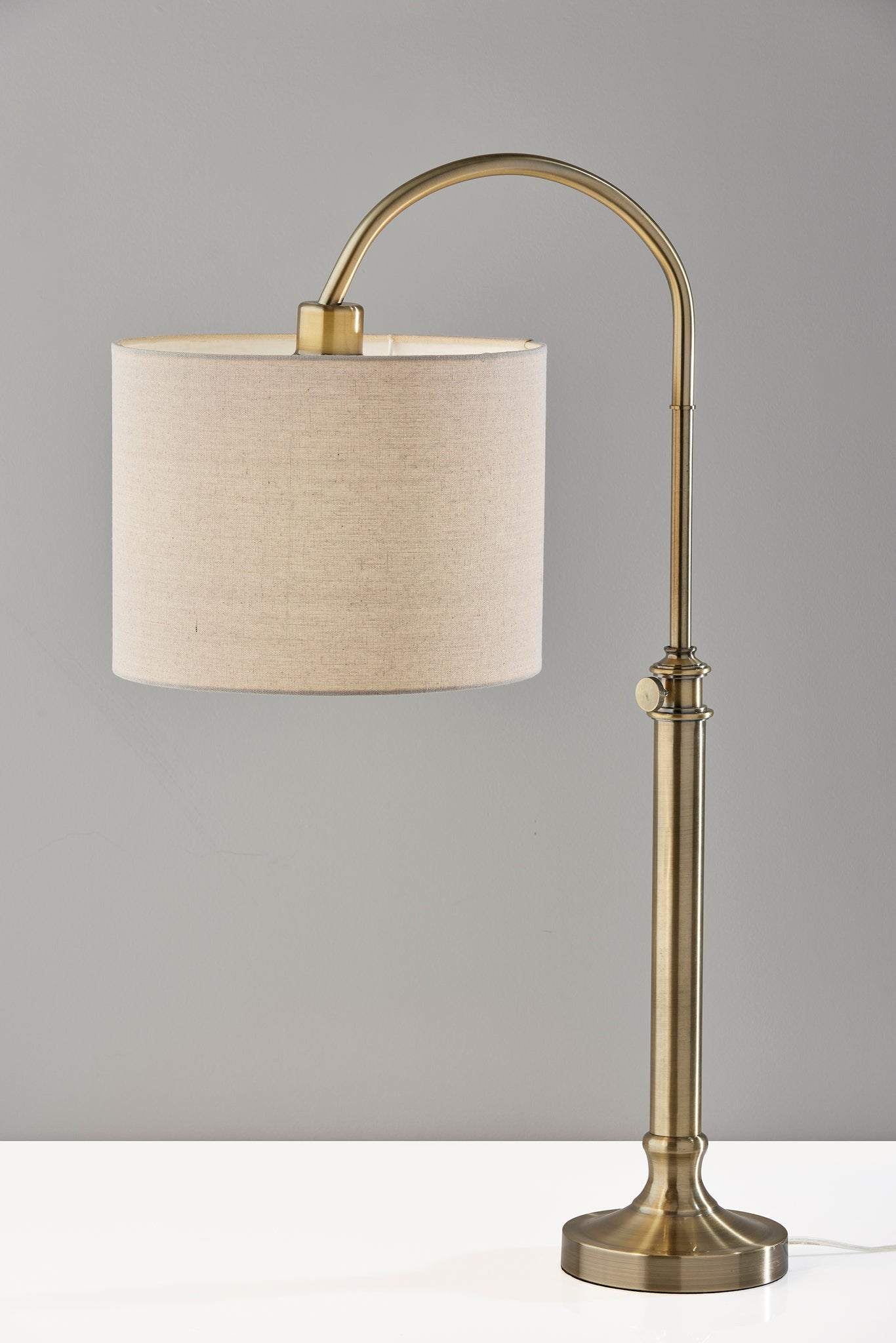 Antiqued Brass Adjustable Lamp w/ Shade