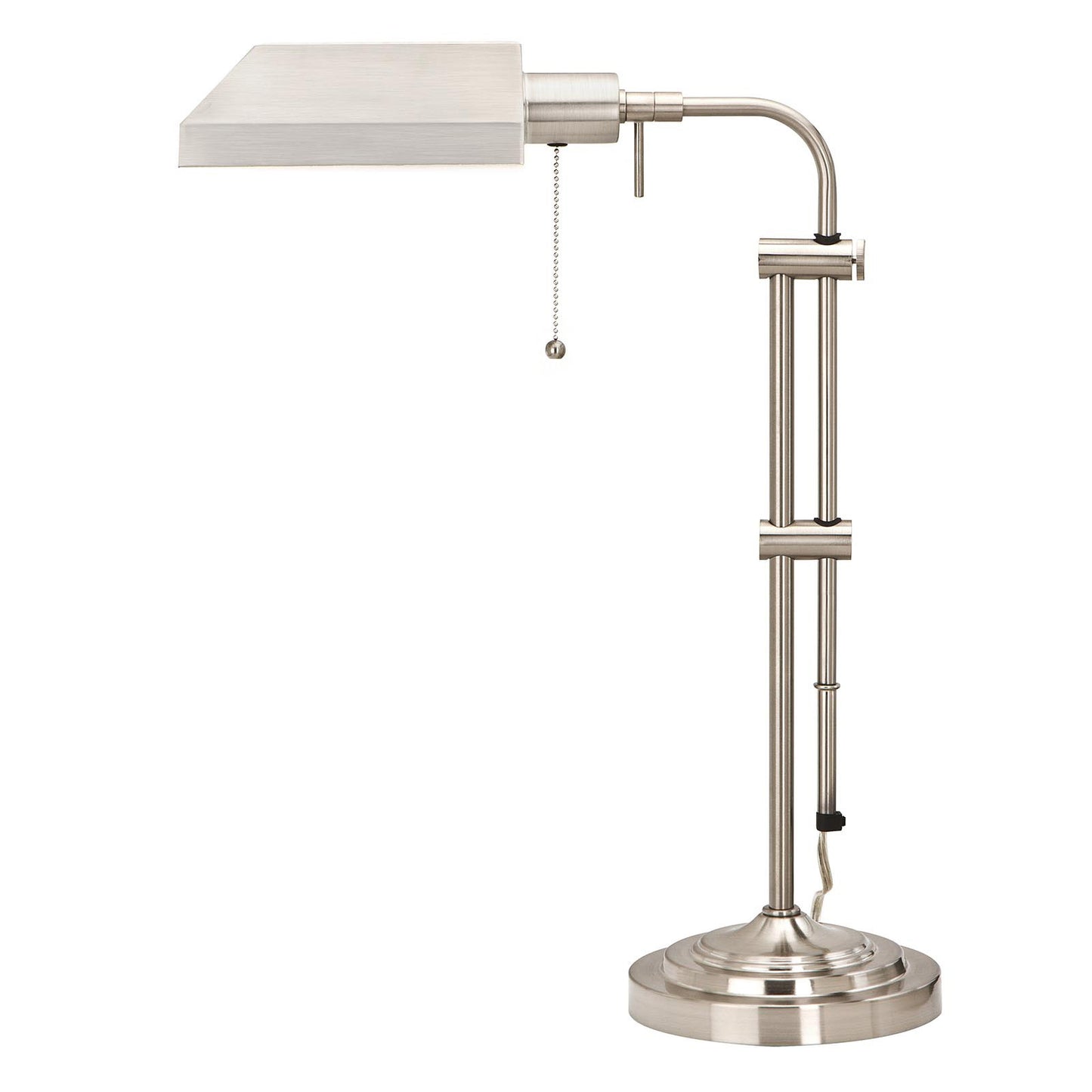 Nickel Adjustable Table Lamp w/ Nickel Shade