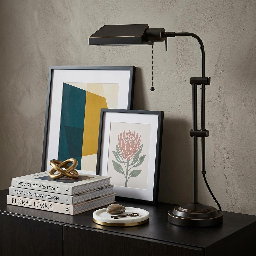 Bronze Adjustable Table Lamp w/ Bronze Shade