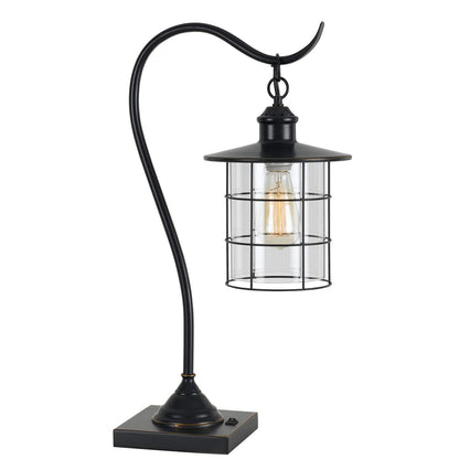 Bronze Lantern Style Desk Lamp w/ Edison Bulb