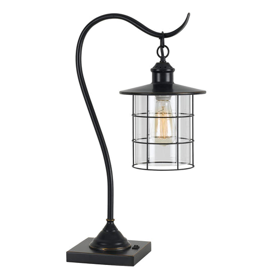 Bronze Lantern Style Desk Lamp w/ Edison Bulb