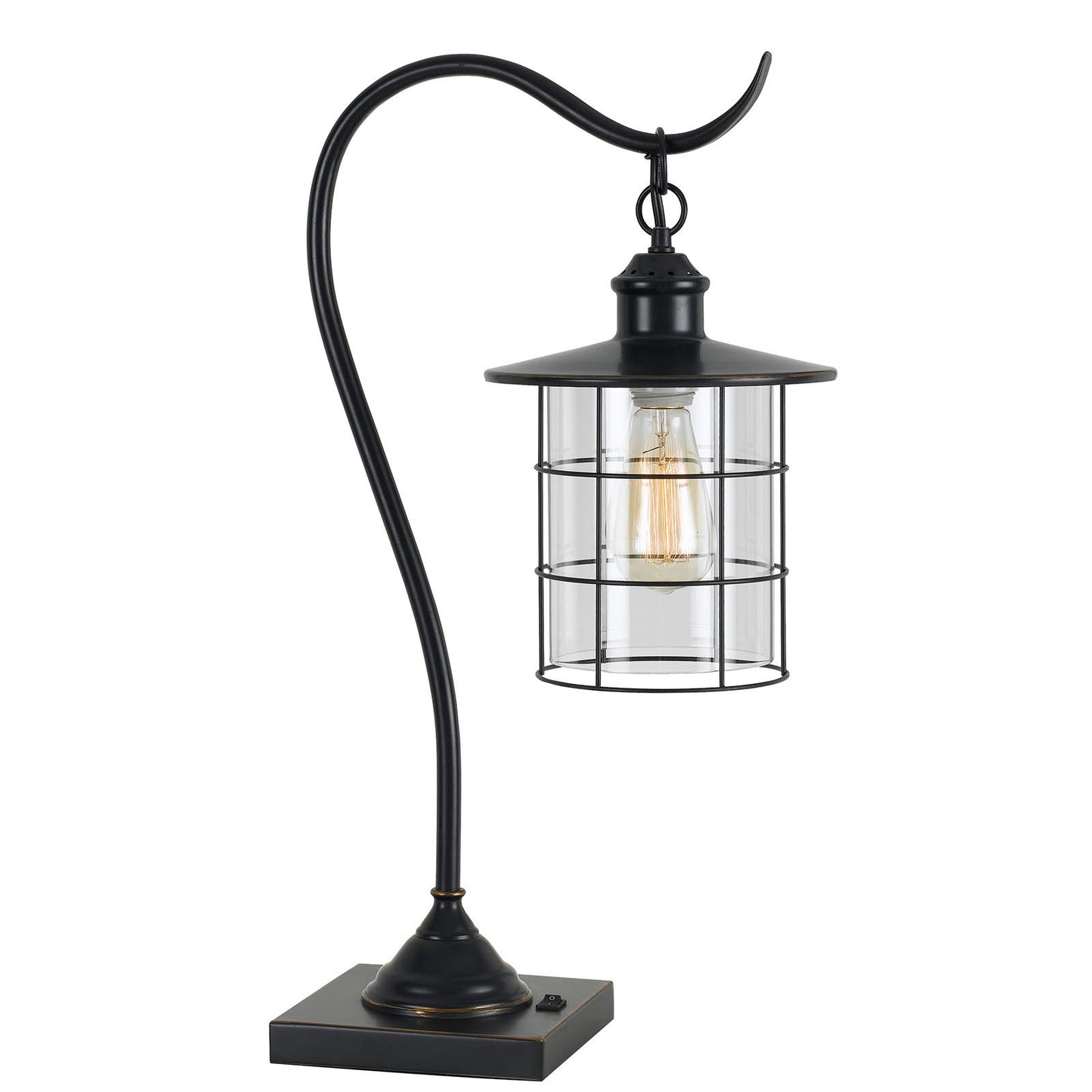 Bronze Lantern Style Desk Lamp w/ Edison Bulb