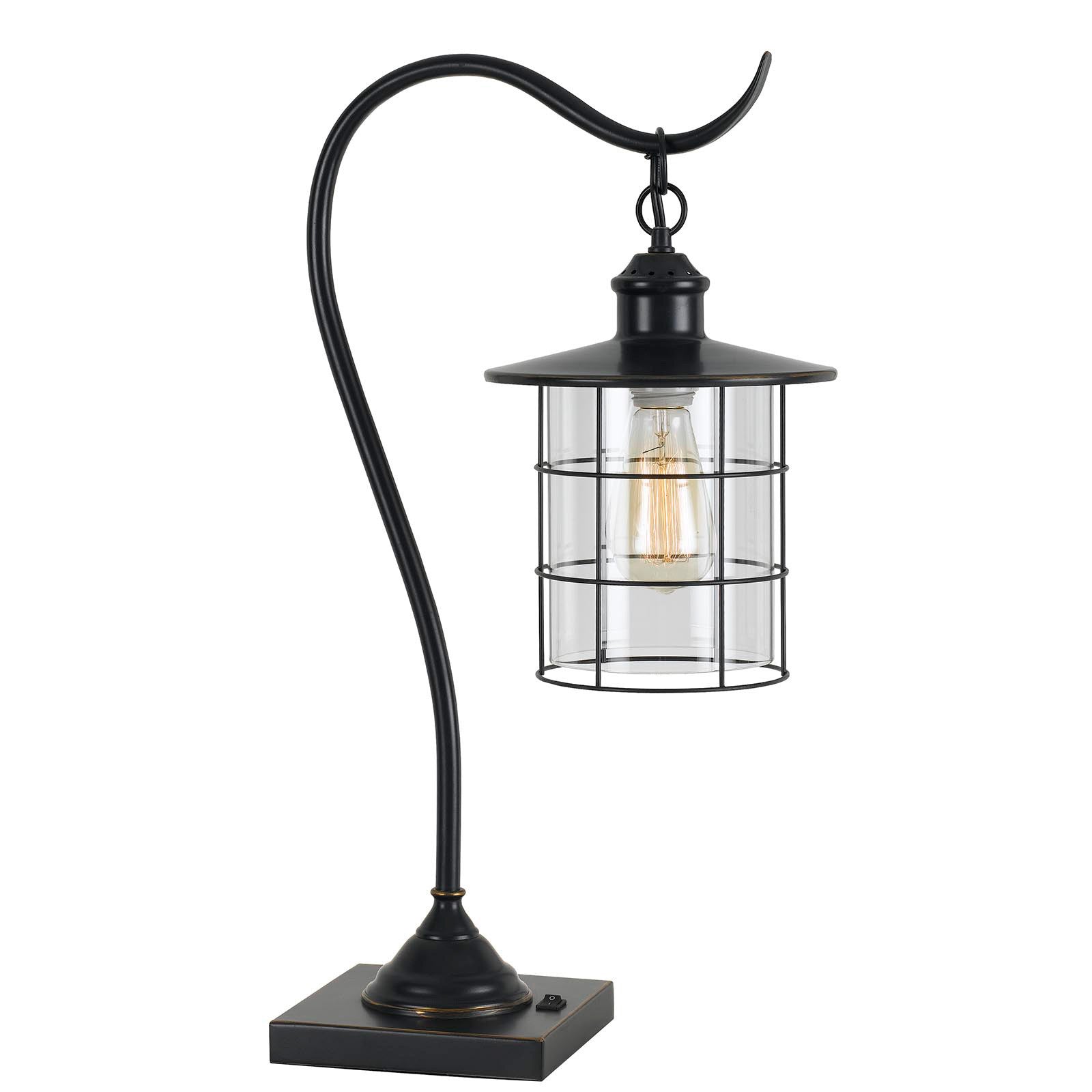 Bronze Lantern Style Desk Lamp w/ Edison Bulb