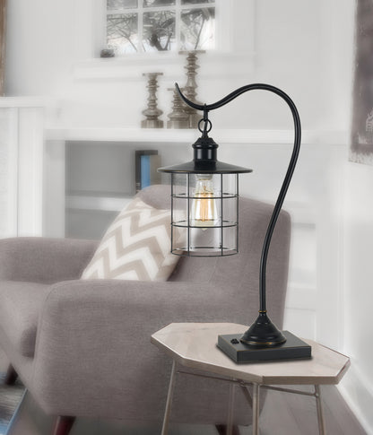 Bronze Lantern Style Desk Lamp w/ Edison Bulb