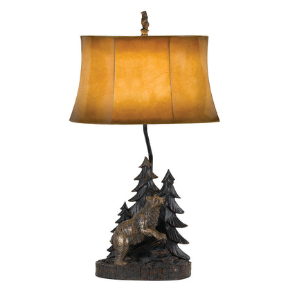 Bronze Bear in the Woods Table Lamp w/ Shade