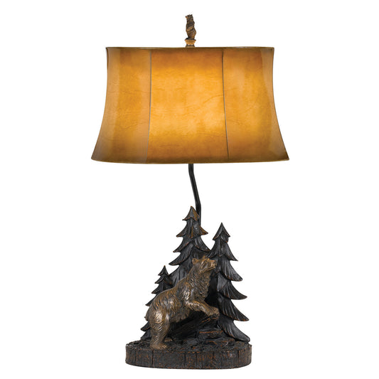 Bronze Bear in the Woods Table Lamp w/ Shade