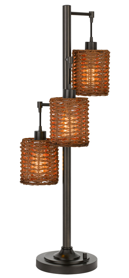 Bronze Three Light Desk Table Lamp w/ Shade