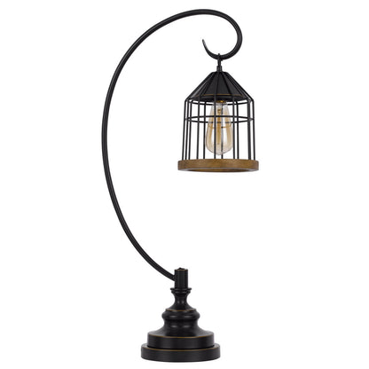 Bronze Table Lamp w/ Bronze Cage Shade