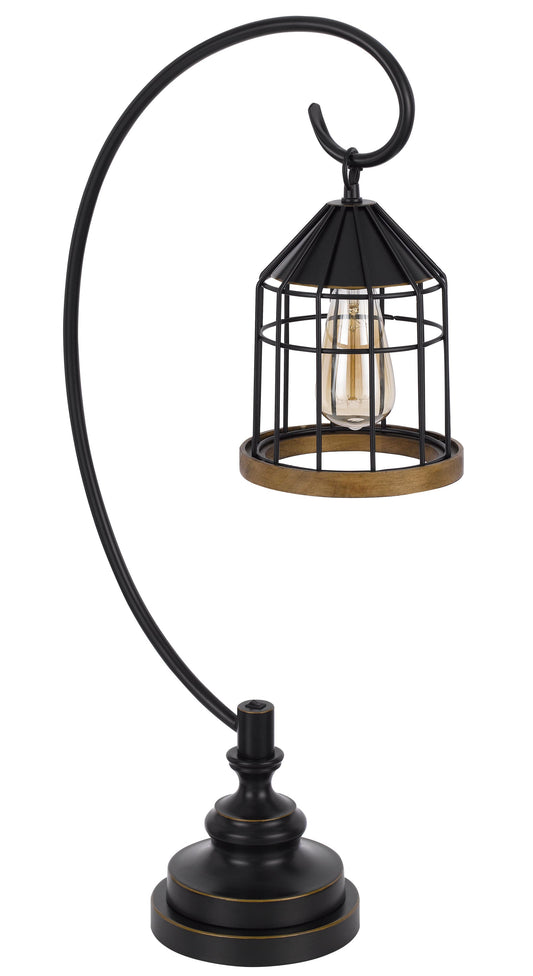 Bronze Table Lamp w/ Bronze Cage Shade